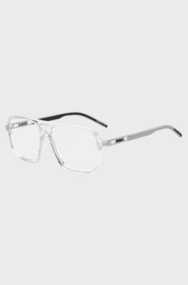 Occhiali da vista in acetato trasparente con logo cut-out, Trasparente