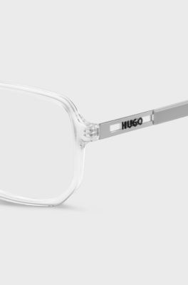 Occhiali da vista in acetato trasparente con logo cut-out, Trasparente
