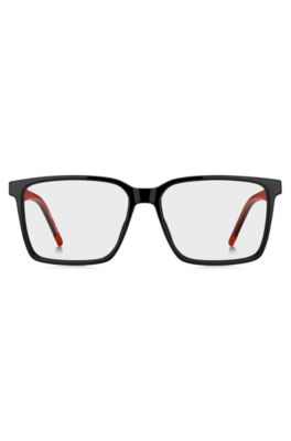 Matte-black optical frames with patterned temples, Black