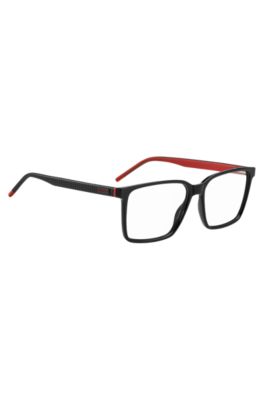 Matte-black optical frames with patterned temples, Black