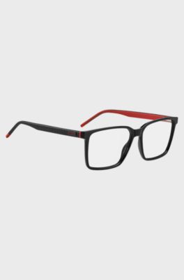 Matte-black optical frames with patterned temples, Black
