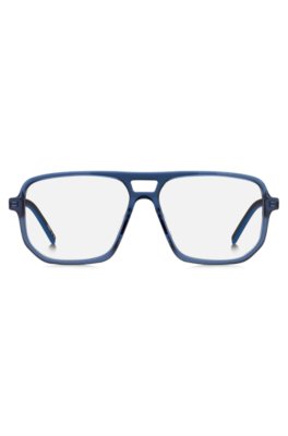 Hugo Blue-acetate optical frames with cut-out logo flugor herr – bild 2