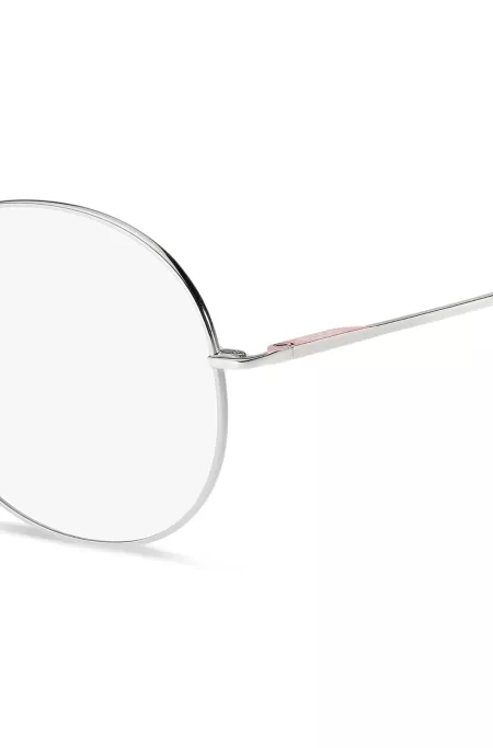 Monture optique ronde aux contours roses