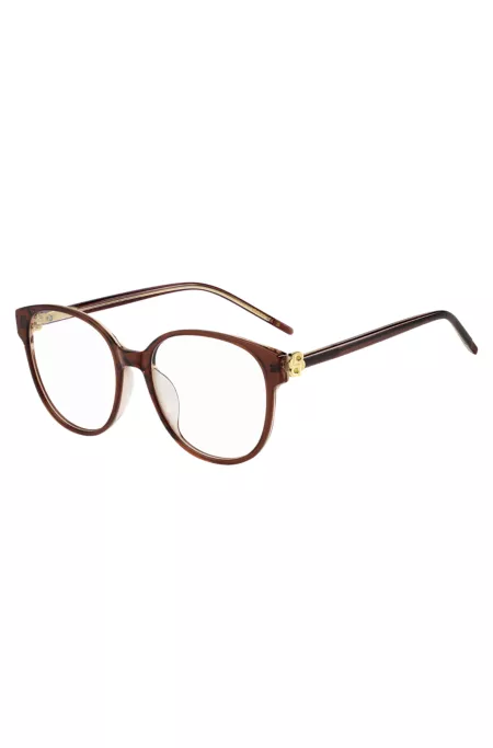 Transparent-burgundy optical frames with Double B monogram