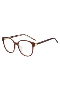 Montura para gafas graduadas en burdeos transparente con monograma Double&nbsp;B, Marr&oacute;n