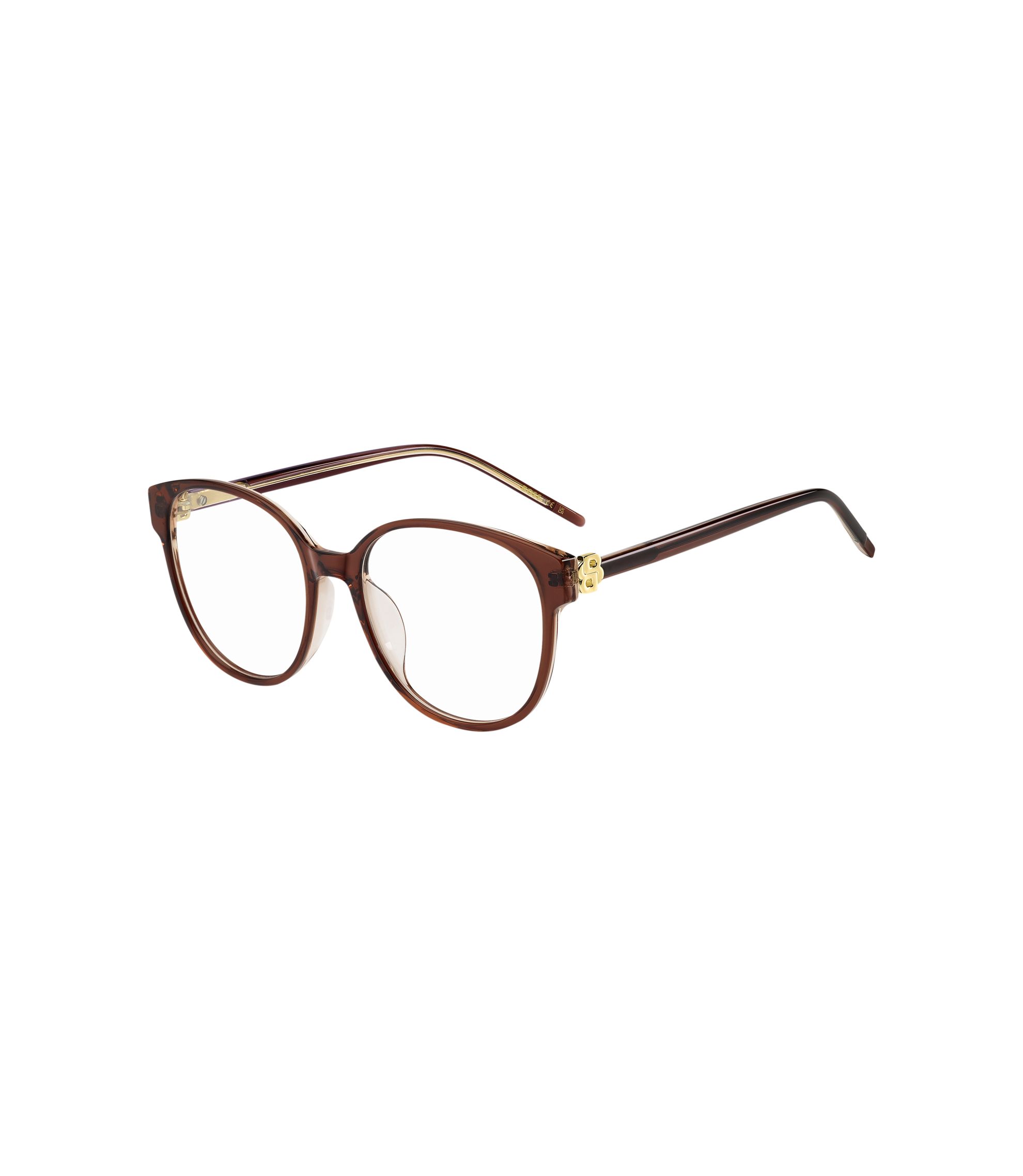 Brillenfassung in transparentem Burgunderrot mit Double-B-Monogramm