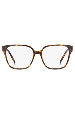 Brillenfassung aus Acetat mit Havanna-Muster und Double-B-Monogramm, Braun gemustert