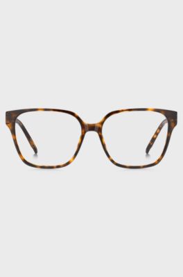 Montura para gafas graduadas de acetato habana con monograma Double&nbsp;B, Marr&oacute;n estampado