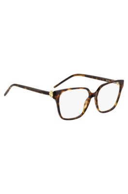 Brillenfassung aus Acetat mit Havanna-Muster und Double-B-Monogramm, Braun gemustert