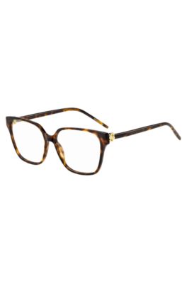 Brillenfassung aus Acetat mit Havanna-Muster und Double-B-Monogramm, Braun gemustert