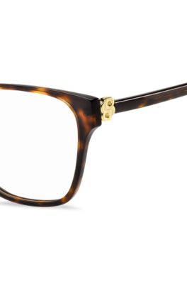Brillenfassung aus Acetat mit Havanna-Muster und Double-B-Monogramm, Braun gemustert