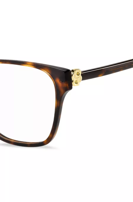 Brillenfassung aus Acetat mit Havanna-Muster und Double-B-Monogramm