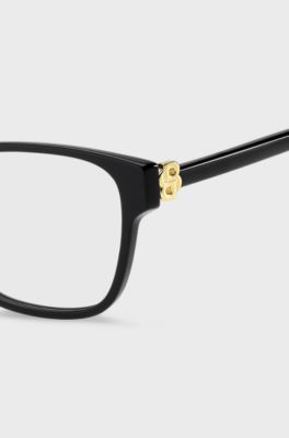 Occhiali da vista in acetato nero con monogramma Double B, Nero