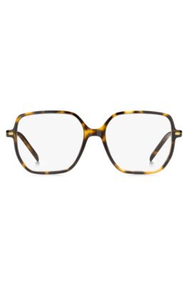 Havana-acetate optical frames with rose-gold-tone detail, Brown Patterned