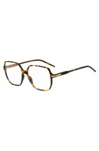 Montura para gafas graduadas en acetato habana con detalles en tono oro rosado, Marr&oacute;n estampado