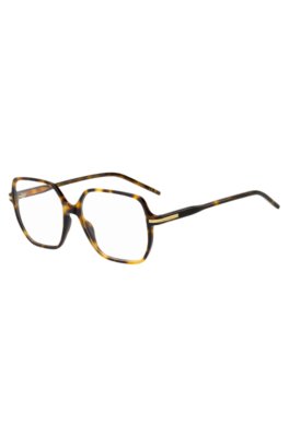 Havana-acetate optical frames with rose-gold-tone detail