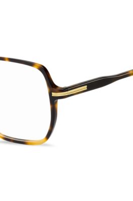 Havana-acetate optical frames with rose-gold-tone detail, Brown Patterned