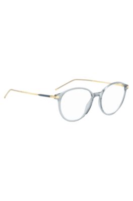 Blue-grey optical frames with rose-gold-tone trims, Lysebl&aring;