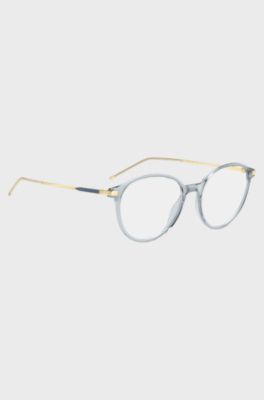 Occhiali da vista blu-grigio con rifiniture color oro, Celeste