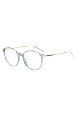 Blue-grey optical frames with rose-gold-tone trims, Lysebl&aring;