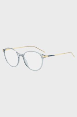 Blue-grey optical frames with gold-tone trims, Light Blue