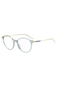 Monture optique bleu-gris avec finitions dor&eacute;es, bleu clair