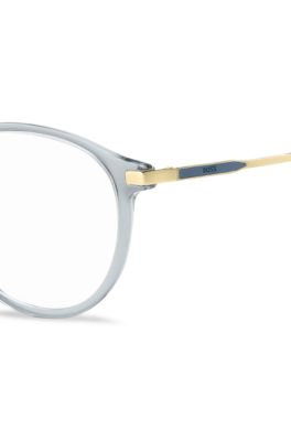 Blue-grey optical frames with rose-gold-tone trims, Lysebl&aring;
