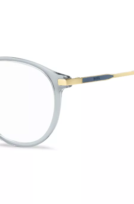 Monture optique bleu-gris avec finitions dorées