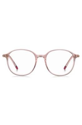 Pink-acetate optical frames with tubular temples 1