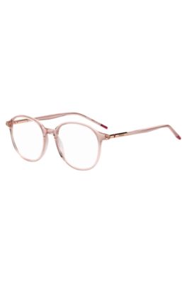 Optisch montuur van roze acetaat met ronde pootjes, Lichtroze
