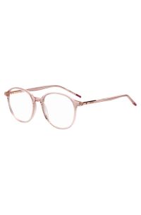 Pink-acetate optical frames with tubular temples, light pink
