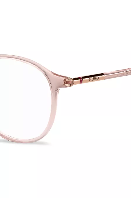 Pink-acetate optical frames with tubular temples