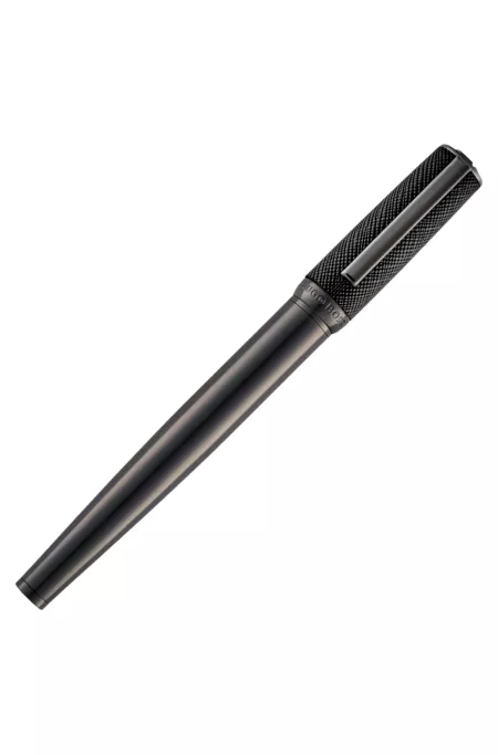 Gunmetal-plated fountain pen with textured-leather cap