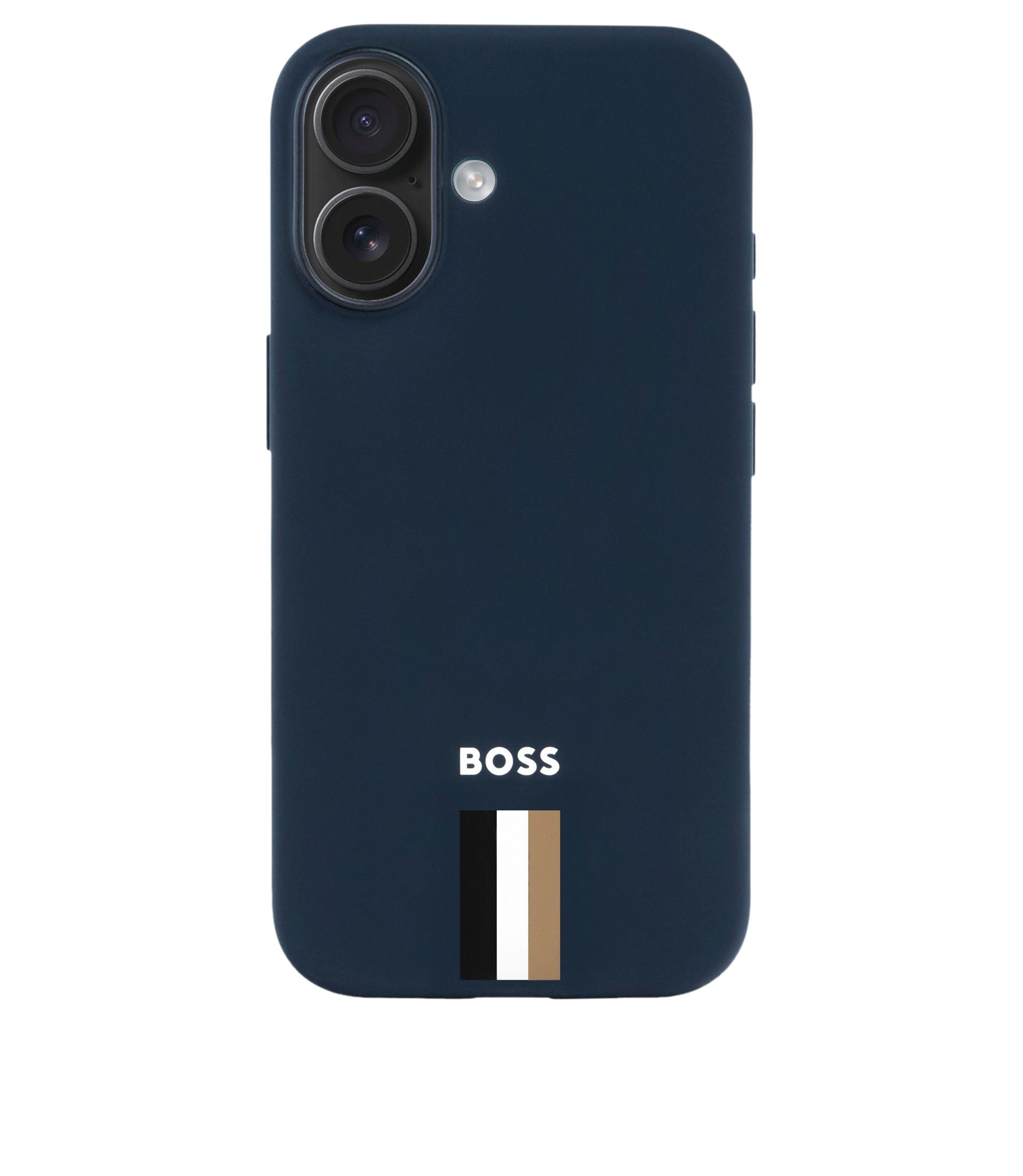 Mattblaue iPhone 16 Hülle mit Signature-Streifen