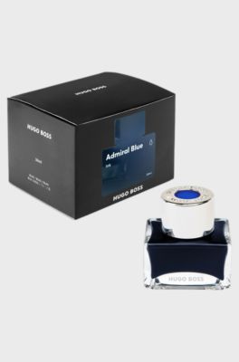 Branded fountain pen ink bottle in blue, Blue