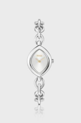 Fiora contoured watch in silver-tone steel, Silver tone