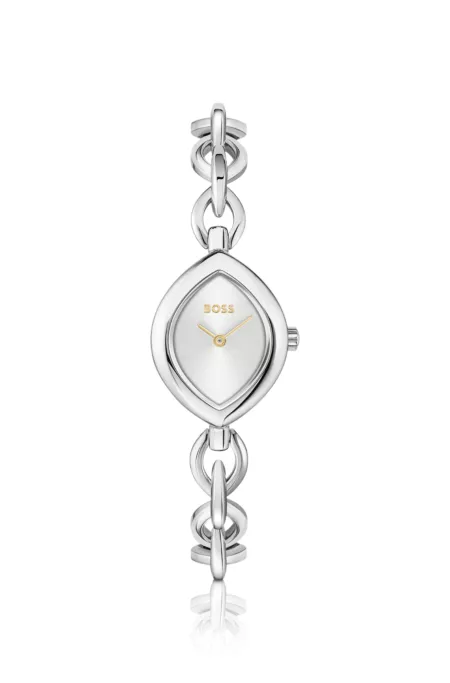 Fiora contoured watch in silver-tone steel