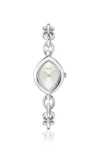 Fiora contoured watch in silver-tone steel, Silver tone