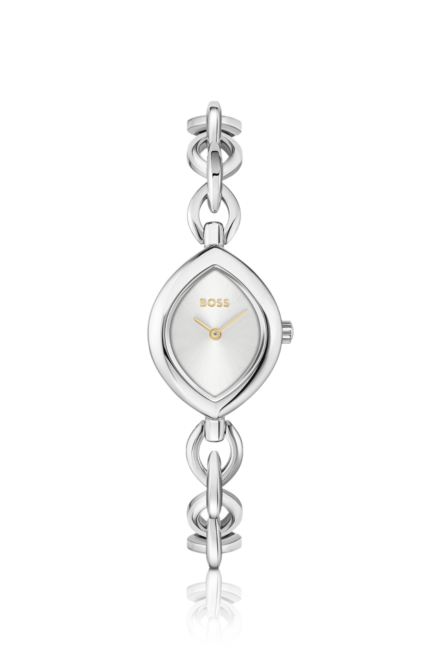 Boss Fiora contoured watch in silver-tone steel klockor dam
