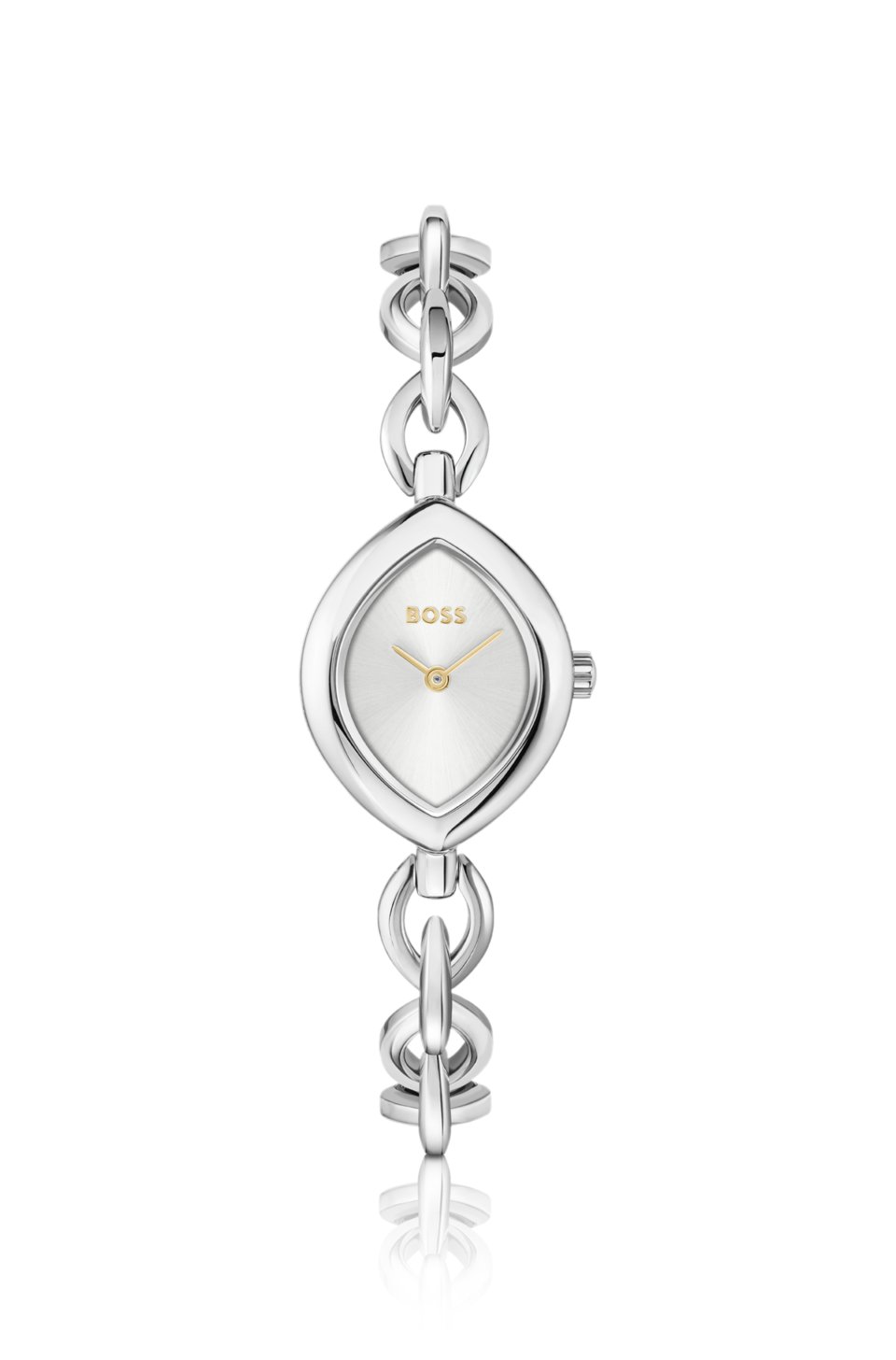 Fiora contoured watch in silver-tone steel
