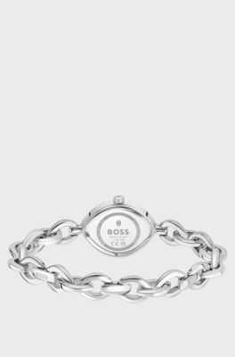 Fiora contoured watch in silver-tone steel, Silver tone