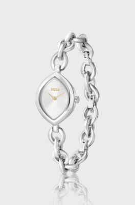 Fiora contoured watch in silver-tone steel, Silver tone