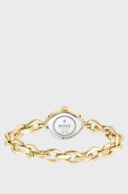 Orologio Fiora sagomato in acciaio color dorato, Color oro