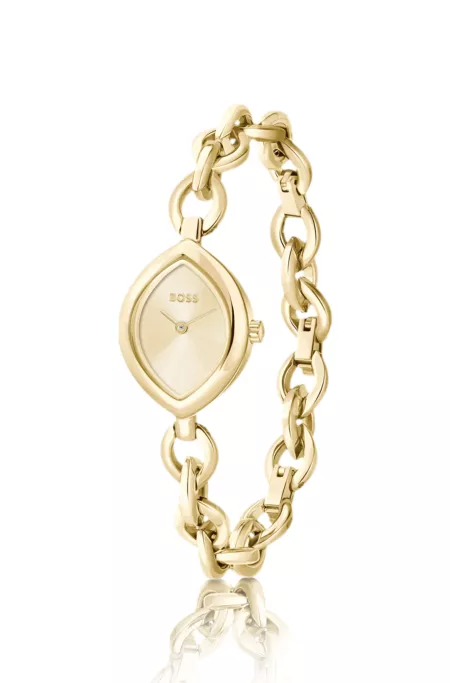 Fiora contoured watch in gold-tone steel