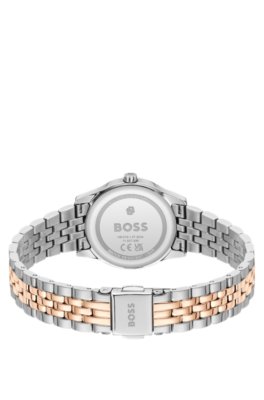 Boss Graceful two-tone watch with pink sunburst-patterned dial analoga klockor dam – bild 2