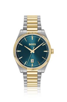 Cheswick two-tone watch with fluted bezel, Silver tone