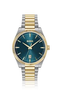 Cheswick two-tone watch with fluted bezel, Silver tone