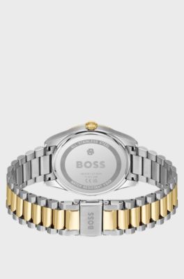 Cheswick two-tone watch with fluted bezel, Silver tone
