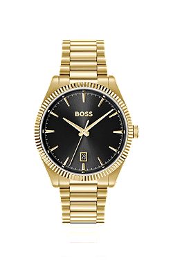 Cheswick gold-tone watch with fluted bezel