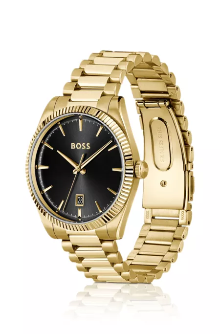 Cheswick gold-tone watch with fluted bezel